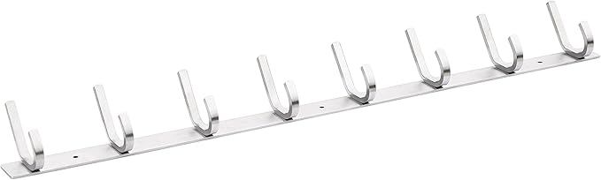WEBI 2 Packs, Heavy Duty Stainless Steel 304 Hook Rail Coat Rack, Satin Finish, Great Home Storage & Organization for Bedroom, Bathroom, Foyers, Hallways