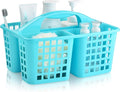 ALINK Plastic Shower Caddy Basket with Compartments, Portable Divided Cleaning Supply Storage Organizer with Handle for College Dorm Bathroom -Blue