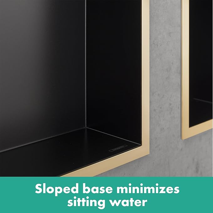 hansgrohe XtraStoris Rock Recessed Wall Niche with Tileable Door 12"x 6"x 5.5" in Brushed Stainless Steel, 56088800