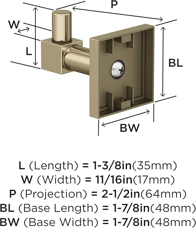 Amerock BH36070BBZ | Golden Champagne Single Robe Hook | 1-7/8 in. (48 mm) Length Towel Holder | Appoint | Towel Hook for Bathroom | Bathroom Hardware | Bath Accessories