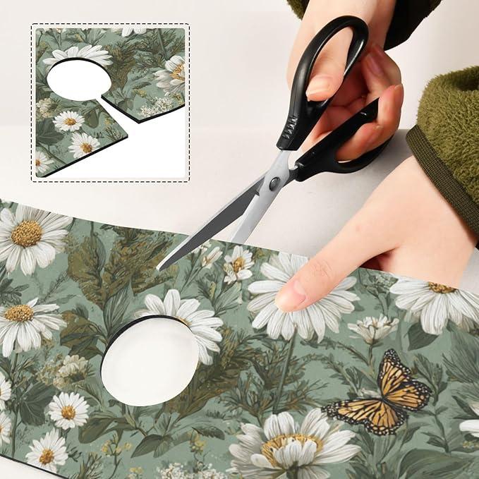 Kitchen Sink Splash Guard 2 PCS 30 Inch Sink Faucet Mat Splash Guard for Bathroom Countertop Water Absorbent Foldable Cuttable Soft Washable Summer Daisy Butterfly Green