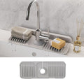 WAFT YEARN 14X5 Inch Silicone Durable Faucet Mat Kitchen Sink Splash Guard Draining Protector Tray Liner Absorbent Protective Counter Accessories For Sink Kitchen Bathroom Laundry Room Bar & RV Grey