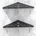 2 Pack Corner Shower Shelf,10" 304 Stainless Steel Bathroom Shelves Add 6 Hooks 40 lbs Heavy Duty Capacity Durable Bathroom Shower Shelf for Inside Shower Drilling Installation (Black)