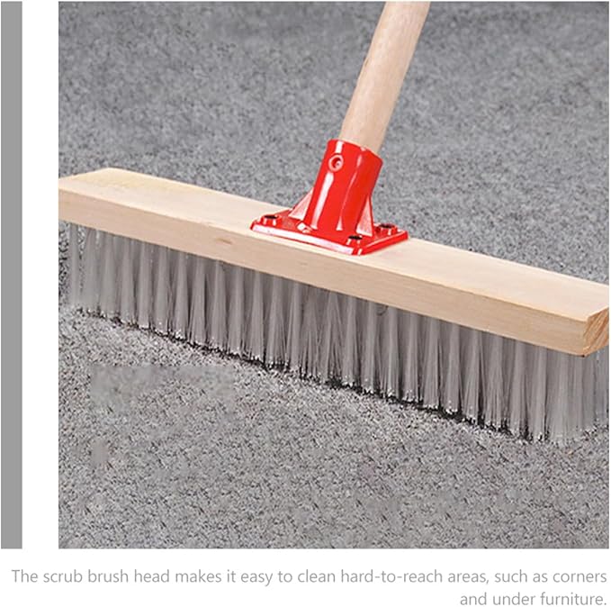 BESPORTBLE Long Handle Stiff Bristle Floor Scrub Brush 40cm Nylon Decking Brush for Patio and Bathroom Tile Cleaning Outdoor Heavy Duty Scrubber for Grout and Carpet Stain Removal