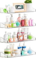 Yieach 4 Pack Adhesive Clear Bathroom Shower Shelves,No Drill Acrylic Shower Wall Caddy,Bathroom Shelf,Floating Shelves for Inside Shower Wall Organizer and Storage for Makeup,Perfume,Shampoo Holder