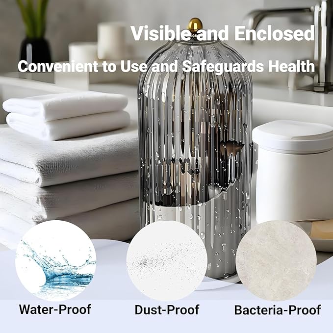 Birdcage-Style Concealed Toothbrush Holder Sliding Lid Bathroom Counter Organizer Tooth Brush Holder for Bathroom 360 Rotating Waterproof Dustproof Makeup Brushes Storage for Vanity (Black)