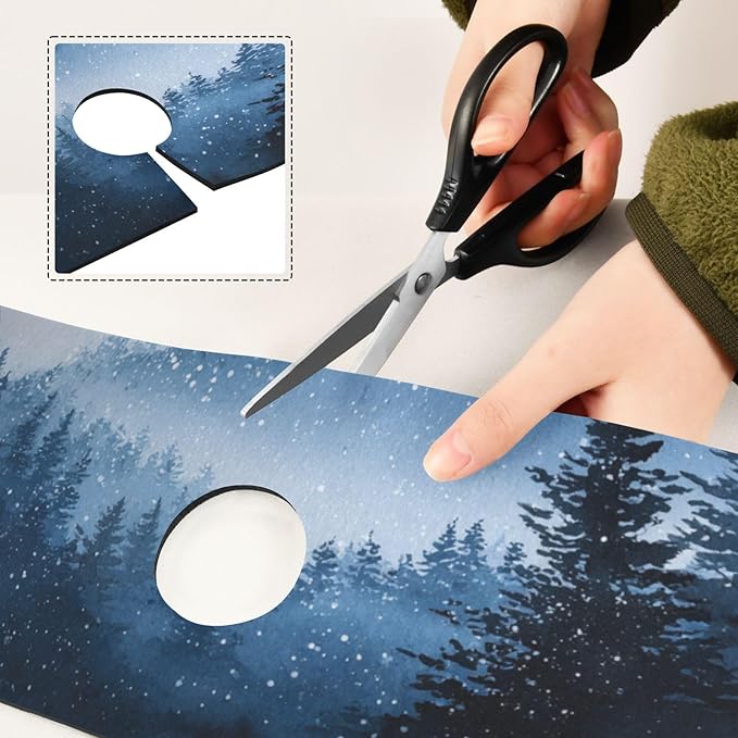 Kitchen Sink Splash Guard 1 PC 30 Inch Sink Faucet Mat Splash Guard for Bathroom Countertop Water Absorbent Foldable Cuttable Soft Washable Watercolor Winter Mountain Blue