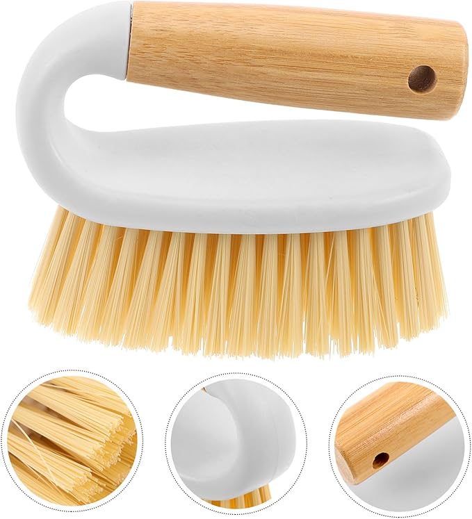 Wooden Handle Scrub Brush for Tile Grout and Floor Cleaning Stiff Bristle Utility Hand Brush for Bathroom Kitchen and Household Use Lightweight and Ergonomic Design for Tight