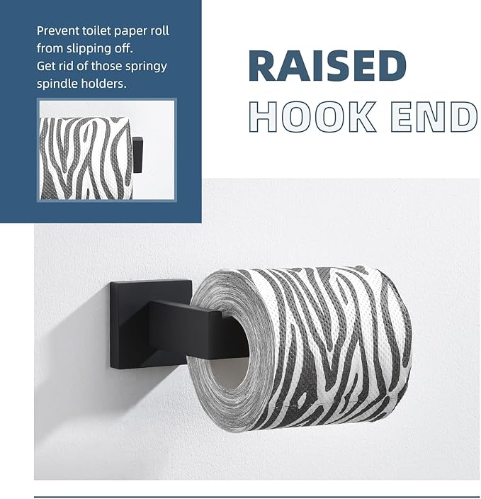 Toilet Paper Holder Matte Black, Angle Simple Stainless Steel Bathroom Tissue Roll Hanger, Open Sided Toilet Tissue Holder Wall Mount