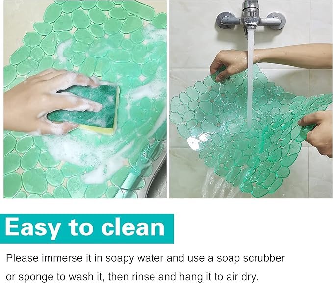 Coopay Kitchen Sink Mat Pebble Protect Mat PVC Eco-friendly Adjustable Stainless steel/ Porcelain Dish Drying Pad Protector for Bottom of Kitchen Sink, 15.8 x 11.8 inches (2 Pack, Blue and Green)