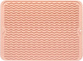 Silicone Dish Drying Mat for Multiple Usage,Easy clean,Eco-friendly,Heat-resistant Silicone Mat for Kitchen Counter or Sink,Refrigerator or drawer liner Pink L 16 inches x 12 inches