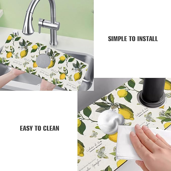 Sink Faucet Absorbing Mat, 2 Pack Drying Mat Around Faucet Sink Splash Guard Behind Faucet Sinkmat For Kitchen Bathroom Island Rv 15 * 5.5 Inch (38 * 14 cm)