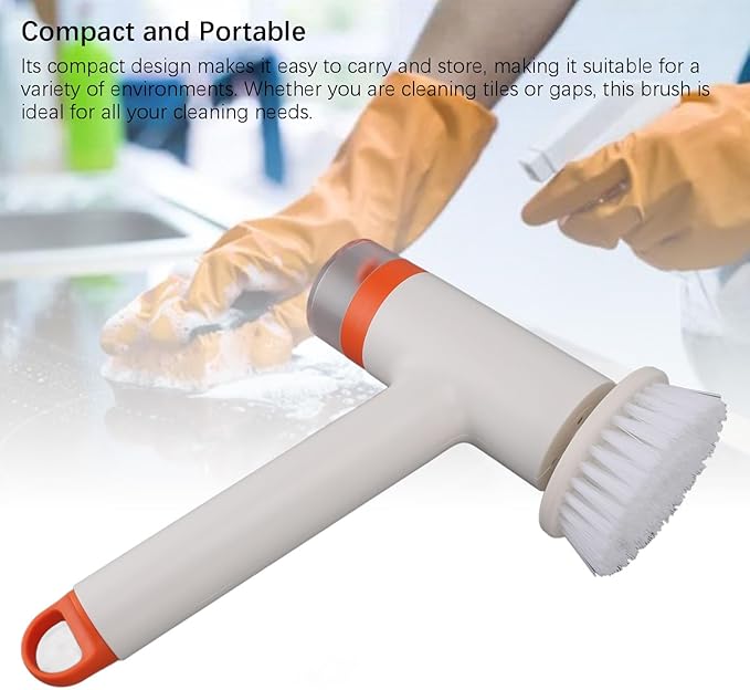 Electric Spin Scrubber with Built - in Water Tank, Portable Multi - Purpose Cleaning Brush 27.5x14.5cm - Efficient Removal, Easy Brush Replacement for Kitchen & Bathroom