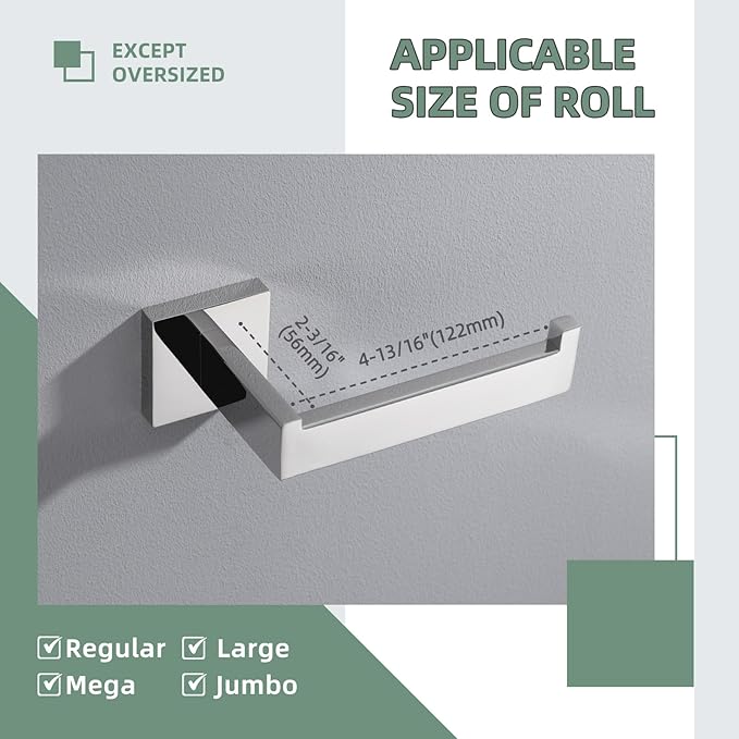 Toilet Paper Holder, Angle Simple SUS304 Stainless Steel Bathroom Tissue Holder, Open Arm Toilet Paper Roll Hanger Wall Mount, Polished Chrome