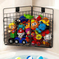 Large Bath Toy Storage, Metal Bathtub Shower Toy Holder, Foldable bath Tub Toy Organizers, Bathroom Toy Storage with Drainage for Sorting Toys/Clothes/Toiletries (1pc corner)