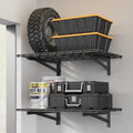 2 Pack Heavy Duty Garage Wall Shelving Set, 2x3ft, Black, Wall Mounted, Traditional Style, 2 Shelves, 700lbs Capacity