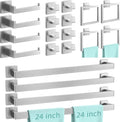 20-Piece Brushed Nickel Bathroom Hardware Set, 24 Inch Bath Towel Bar Set, Stainless Steel Wall Mounted Towel Rack for Bathroom