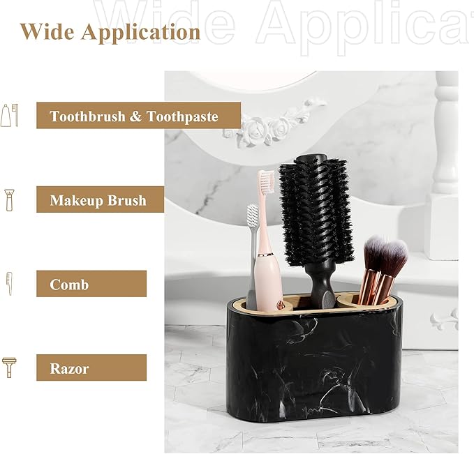 Shinowa Toothbrush Holder,Premium Toothbrush Organizer,Bathroom Storage Organizer for Electric Toothbrush, Toothpaste, Razor, Comb, Ink Black