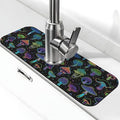 Cool Mushroom Mushrooms Kitchen Sink Splash Guard Faucet Mat Super Absorbent Fast Drying Mat Sink Gadgets-Fast Drying Pad Sink Mat For Kitchen Bathroom (15" X 5.5" )