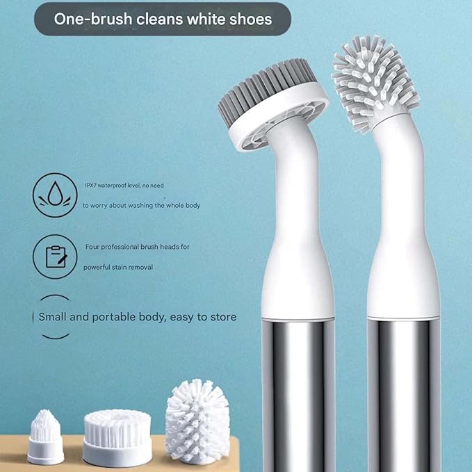 Multifunctional Electric Cleaning Brush with 8 Brush Heads, IPX7 Waterproof Cordless Scrubber, 360 Rotation for Kitchen Bathroom Tile Grout Sink