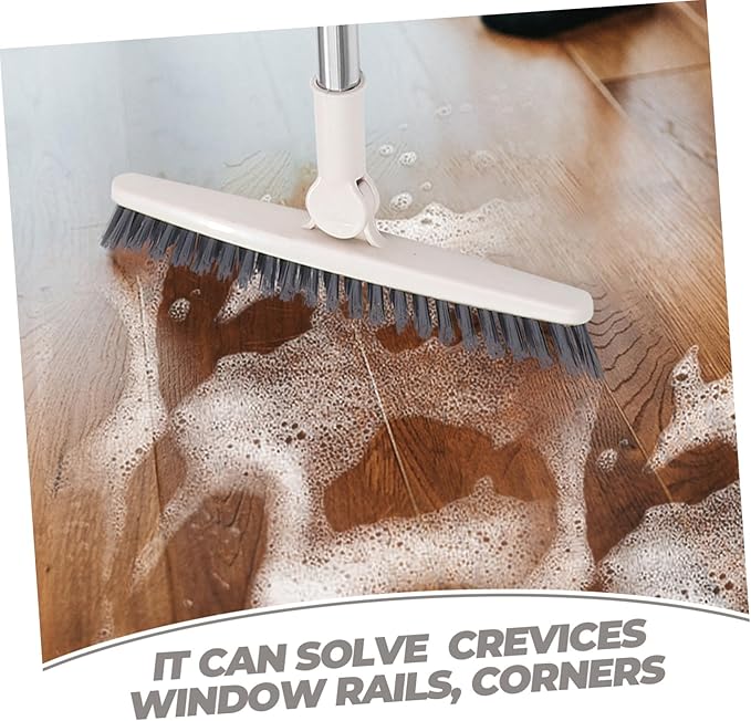 Handle Rotatable Floor Scrub Brush for Cleaning Bathroom Shower Window Tracks Stiff Bristles for Stubborn Grout Hard Reach Areas Lightweight Portable Design