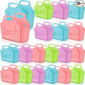 Nuogo 20 Pack Plastic Baskets with Handles Portable Shower Caddy Storage Baskets Assorted Multicolor Reusable Caddy tote Organizer Bin for Bathroom Dorm Communal Showers Kitchen, 10.6" x 6" x 10"