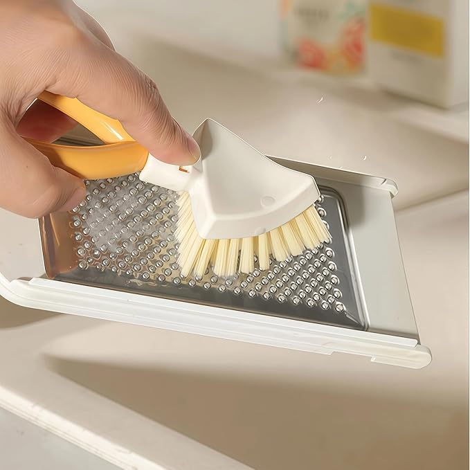 V-Shape Crevice Cleaning Brush with Stand-Up Design Foldable Triangular Grout Scrub Brush for Kitchen Sinks, Bathroom Corners,Tile Floors,Ideal for Gaps,Aseboard And Patio Deck & Window Tracks