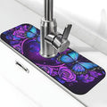Butterfly Heart Roses 15" X 5.5" Kitchen Sink Splash Guard, Faucet Guard Draining Mat, Faucet Suction Pad For Kitchen Bathroom