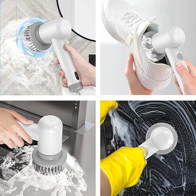 Wireless Electric Cleaning Brush Housework Kitchen Dishwashing Brush Bathtub Tile Professional Cleaning Brush Labor Saving (Size : Grey Color)