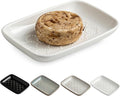 Gomakren Ceramic Soap Dish with Raised Scalloped Design, Versatile Soap Holder & Tray for Bathroom and Kitchen Sink, Prevents Soggy Soap, Rustic Modern Decor, Easy to Clean, White (5.59" x 4.02")