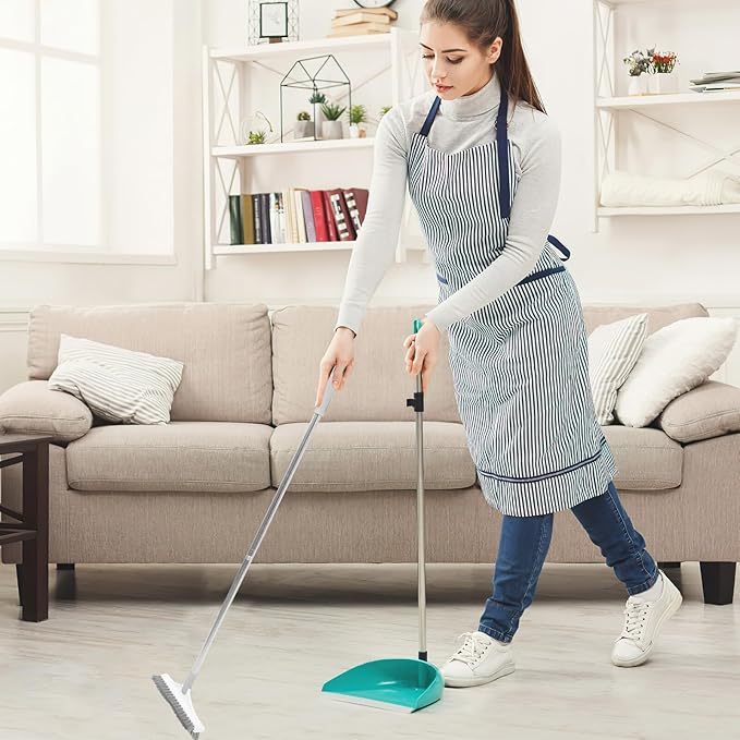 Upgraded Floor Scrub Brush with Long Handle for Bathroom and Tile Cleaning Plastic Construction Dual-Sided Design for Grout and Corner Scrubbing Hanging for Easy Storage White-Grey