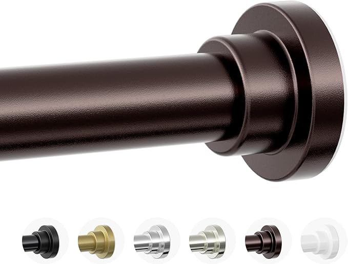 Shower Curtain Rod, 1" Diameter Heavy Duty Tension Shower Rod, Non Slip Adjustable 28-74 inch No Drill Shower Curtain Rods Spring Tension For Bathroom, Shower Stall, No Rust, Bronze