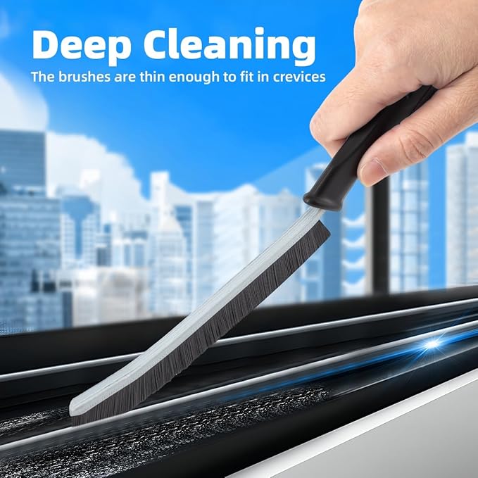 Hard Bristle Crevice Cleaning Brush-Thin Gap Scrub Brush, Small Cleaning Brush, Grout Brush, Kitchen Brush, Cleaning Tools for Toilet, Bathroom, Sink, Home, Household, Window (3, Mint)