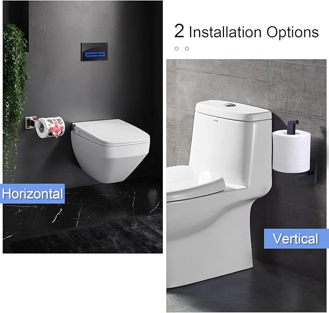 TQKAG Matte Black Toilet Paper Holder SUS304 Stainless Steel, Modern Square Tissue Roll Holders Wall Mount, Toilet Paper Roll Dispenser for Kitchen Washroom