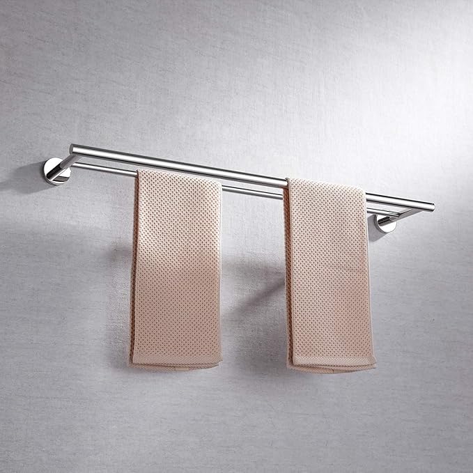 Miyili Double Towel Bar 30-Inch Stainless Steel Bathroom Towel Rack Holder Wall Mount Polished Finish