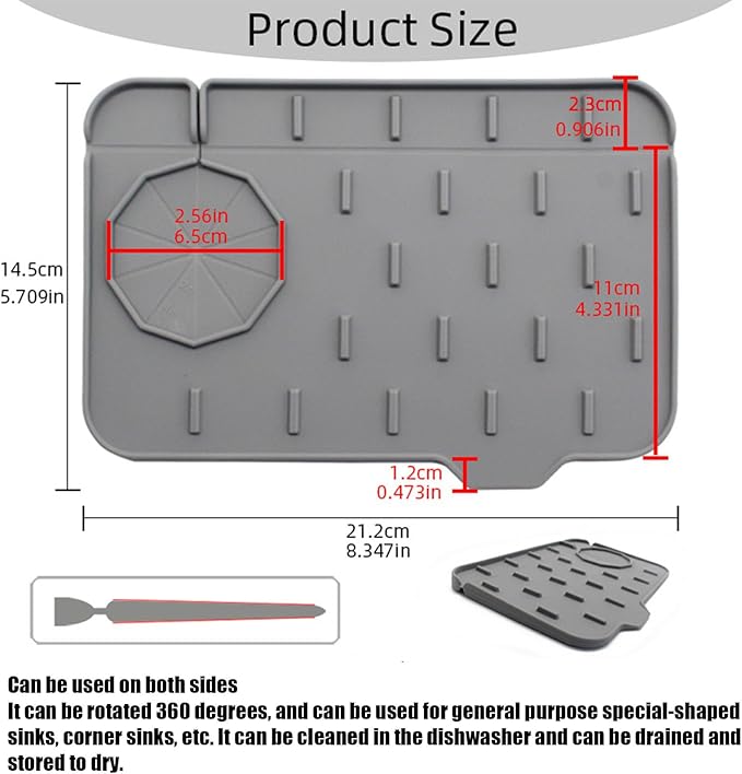 Sink Splash Guard, Pack of 2 Mini Kitchen Faucet Mat, Can be Used on Both Sides, Tap Sink Splash Guard, Splash Guard, Suitable for Kitchen Sink, Bathroom, Corner Sink, Protect Worktop (White)