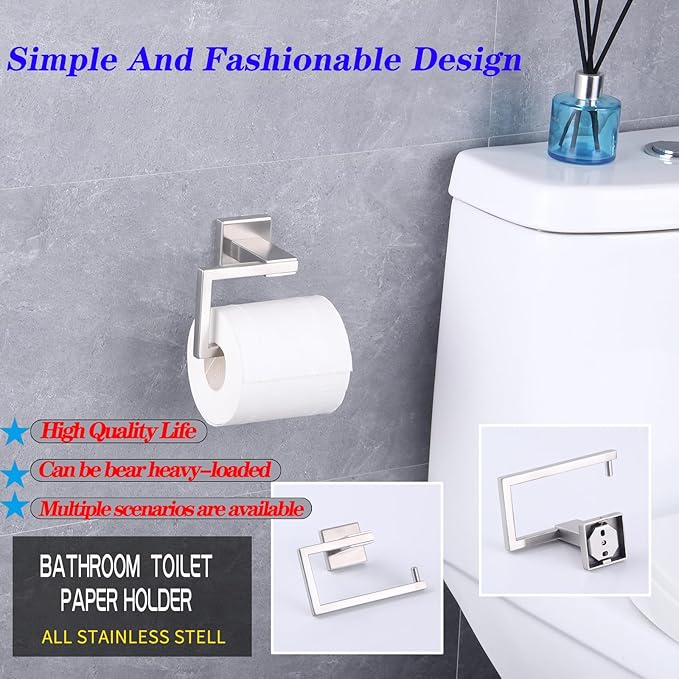 GERZ Bathroom Toilet Paper Holder SUS 304 Stainless Steel Tissue Paper Roll Holder Wall Mount, Brushed Finish JG1905-LS