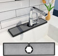 Gosmol Faucet mat for Kitchen Sink, Silicone & Stone Drying Mat for Kitchen Sink, Water Absorbing Stone Tray for Sink, Prevents Moisture Buildup - Sink Splash Guard for Bathroom Counter -Black