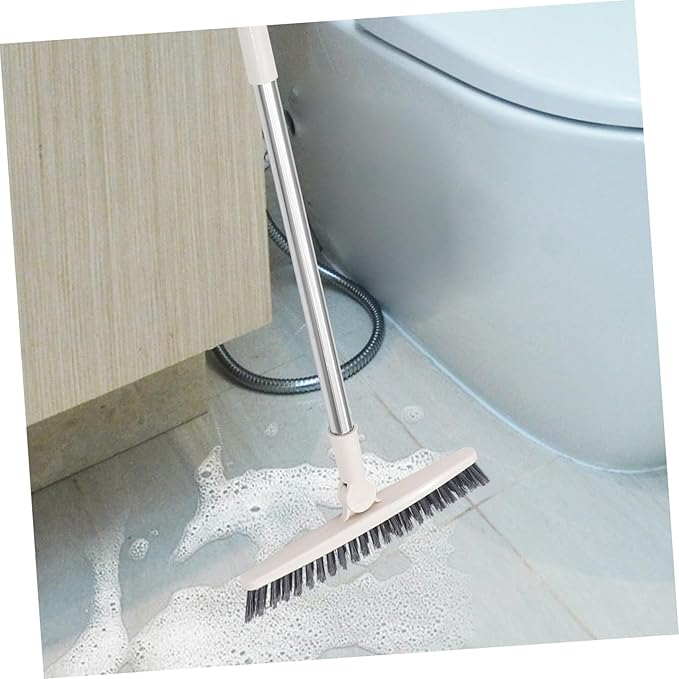 Beaupretty Rotatable Floor Scrub Brush with Long Handle for Deep Cleaning Gaps Window Grooves Shower Doors Tile Grout Corners Lightweight Multipurpose Crevice Cleaner for Bathroom Kitchen