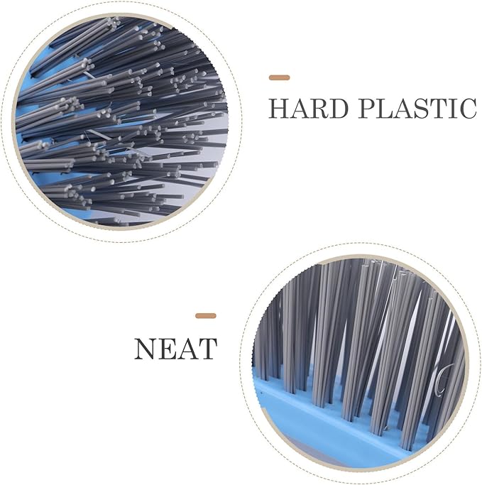 Wide Floor Cleaning Brush with Long Stainless Steel Handle Hard Plastic Bristles for Tile Bathroom Kitchen and Home Floors Ergonomic Design for Grout and Surface Scrubbing in Blue