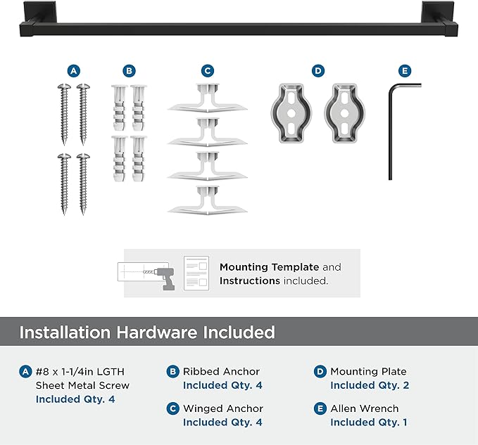 Amerock BH36074MB | Matte Black Towel Bar | 24 in (610 mm) Towel Rack | Appoint | Bathroom Towel Holder | Bathroom Hardware | Bath Accessories