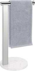 Hand Towel Holder Stand for Bathroom, L- Shaped Standing Hand Towel Rack, Towel Bar Kitchen Vanity Countertop Organizer, SUS304 Stainless Steel Material (Marble Base, Chrome)