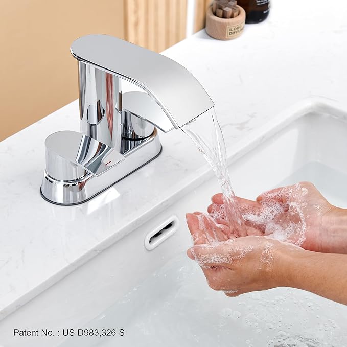 Ultimate Unicorn Bathroom Faucet for Sink Chrome, 4 Inch Bathroom Sink Faucet for 3 Hole or 2 Hole, 2 Handle Waterfall Faucets with Pop up Drain, Centerset Faucets for RV Counter