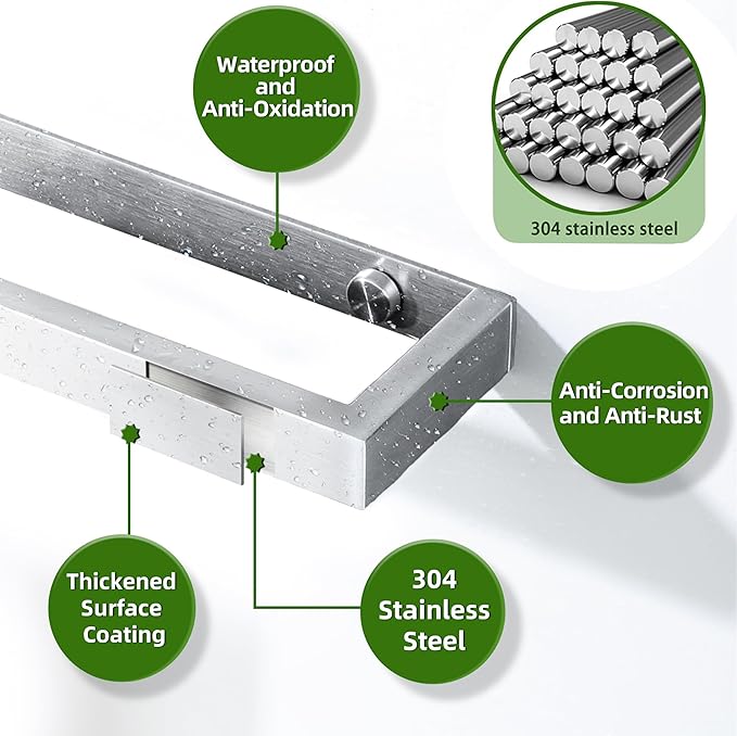 Alise Bath Towel Bar,Wall Mount Towel Holder Towel Rack Towel Hanger for Bathroom Lavatory,20 Inch SUS304 Stainless Steel Towel Rail,Brushed Finish