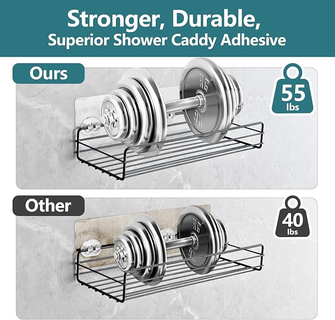 4 Pack Shower Caddy Adhesive Replacement, Strong Shower Shelf Adhesive Hooks for Corner Shelf Basket, Bathroom Rack, Kitchen Rack and Soap Holder