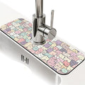 Kitchen Sink Splash Guard，Cute colorful cats Faucet Mat Sink Gadgets-Super Absorbent Fast Drying Mat Drip Catcher for Kitchen, Bathroom,Sink Mat, Dish Drying Mat, Bathroom(15" X 5.5" )