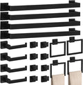 20-Piece Matte Black Bathroom Accessories Set – 23.6" Towel Bar, Towel Ring, Toilet Paper Holder & Hooks, Wall Mounted Bathroom Hardware, Rust & Corrosion-Resistant, Ideal for Modern Bathrooms