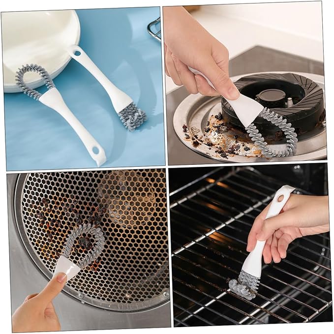 Wakauto Multifunctional Kitchen Cleaning Brush Set 2pcs Heavy Duty Grout Brush U-Shaped Angled Designs Stove BBQ Tile Household Deep Cleaning