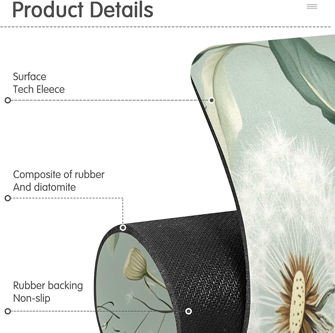 Sage Green Dandelions Kitchen Sink Splash Guard Faucet Mat Diatomite Absorbent Pad for Bathroom RV 14.7x5.4in 1PCS water