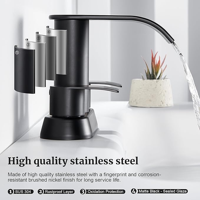 Ultimate Unicorn Black Waterfall Bathroom Faucet, 4 Inch Bathroom Sink Faucet for 3 Hole or 2 Hole, Anti-Splash Design Sink Faucets with Pop Up Drain, Easy Install for Vanity, RV, Lavatory